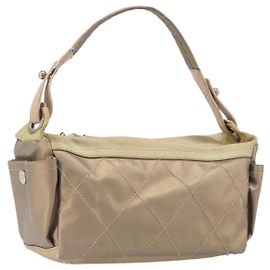 Bolsa de Ombro CHANEL Paris Biarritz Lona Revestida Ouro Prata CC Auth bs37395