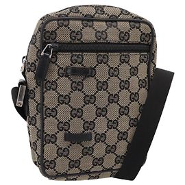 GUCCI GG Canvas Shoulder Bag Beige Silver 018 1619 Auth ep16101
