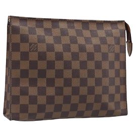 LOUIS VUITTON Damier Ebene Poche Toilette 26 Pouch N47543 LV Auth 205944A