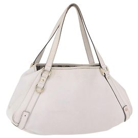 GUCCI Abbey Tote Bag aus Leder Weiß Gold 130736 Auth 206102