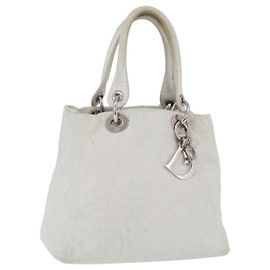 Bolsa Christian Dior Lady Dior Canage em couro branco e prata Auth ep16079