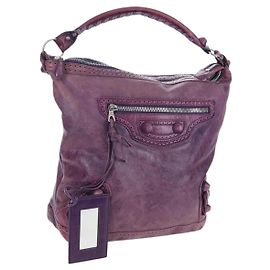 Borsa BALENCIAGA Covered Giant Day in pelle viola argento 204527 Auth 201485V