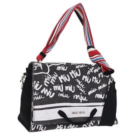 Bolso de hombro Miu Miu Denim 2way Gray Silver Auth 202961M
