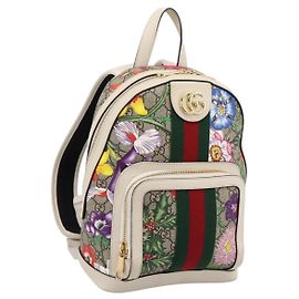 Zaino GUCCI Ophidia GG Web Sherry Line Flora PVC Beige 547965 Auth ka6322V