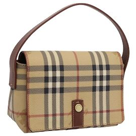 Borsa a mano BURBERRY Nova Check PVC Beige Gold Auth ep16099V