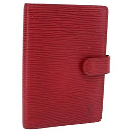 LOUIS VUITTON Epi Agenda PM Day Planner Cover Red R20057 LV Auth bs37139