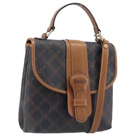 BALLY Handtasche PVC 2way Schwarz Gold Auth ka6321