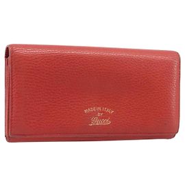 Portafoglio GUCCI in pelle rosso e oro 354498 Auth bs37289