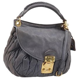 Borsa a mano Miu Miu in pelle 2way grigia tono oro Auth 167602V