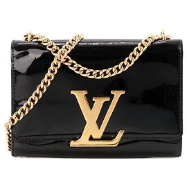 LOUIS VUITTON - Bolsa de ombro Louise Louis Vuitton em couro envernizado preto