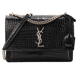 Autre Marque SAINT LAURENT - Bolso de hombro Saint Laurent Sunset en piel con relieve de cocodrilo negro