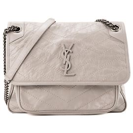 Autre Marque SAINT LAURENT - Borsa a tracolla Niki Medium Saint Laurent in pelle stropicciata grigia