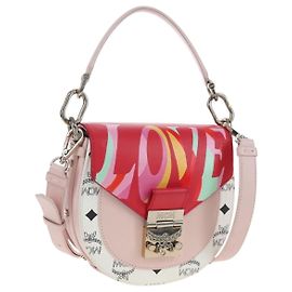 MCM Vicetos Tracy Schultertasche PVC Leder Rosa Silber Auth 205914V