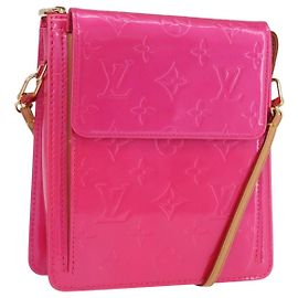 LOUIS VUITTON Monogram Vernis Motto Pouch Fuchsia Pink M91225 LV Auth 205834V