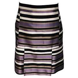 Saia de seda às riscas multicoloridas roxo / preto Louis Vuitton