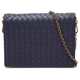 Bolsa Wallet On Chain Bottega Veneta em couro Nappa Intrecciato azul