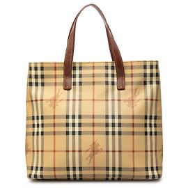 Bolso Tote Burberry Haymarket Check de lona revestida beige