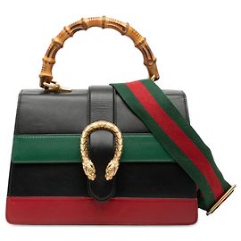 Bolsa Satchel Dionysus Web Gucci Medium em couro de bezerro preto com bambu