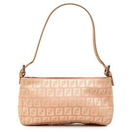 Sac à épaule Pochette Fendi Zucchino Canvas Rose
