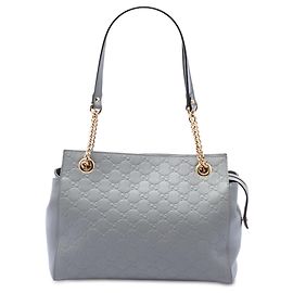 Bolso de hombro suave Gucci Medium Guccissima Gris
