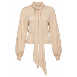 Chloé Chloe, beiges Strickoberteil mit Schleife