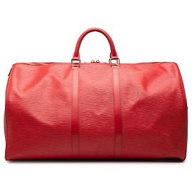 Sac de voyage Louis Vuitton Epi Keepall 55 rouge