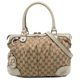 Borsa Satchel Gucci GG Canvas Sukey Beige