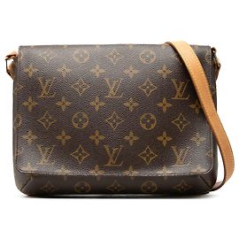 Bolso bandolera Louis Vuitton Monogram Musette Tango marrón con correa larga