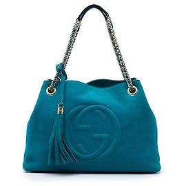 Bolso Tote Soho Chain Gucci Medium de piel de becerro azul