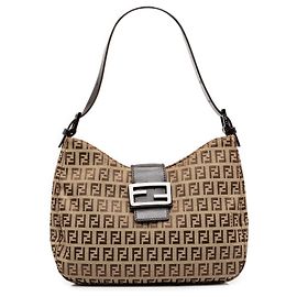 Bolso de hombro Fendi Zucchino Canvas marrón
