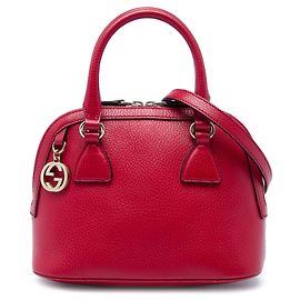 Borsa Dome Mini GG Charm Gucci in pelle di vitello rossa