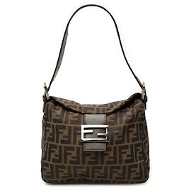 Fendi Zucca Canvas Schultertasche mit doppeltem Verschluss, braun