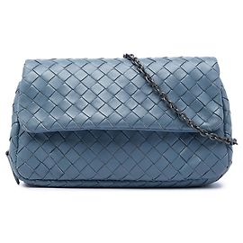 Borsa a tracolla espandibile Mini Nappa Intrecciato Bottega Veneta Blu con catena