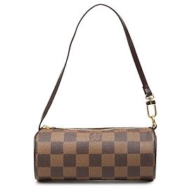 Bolsa de mão Louis Vuitton Damier Ebene Papillon Pochette Castanha