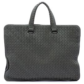 Sac business Bottega Veneta en cuir Nappa Intrecciato gris