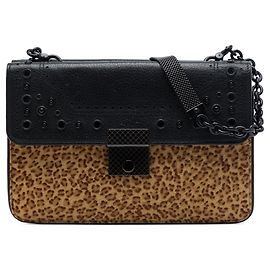 Borsa a tracolla in vetro in pelo di pony con stampa leopardata marrone Bottega Veneta