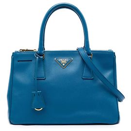 Borsa Prada Small Saffiano Lux Galleria Double Zip Blu