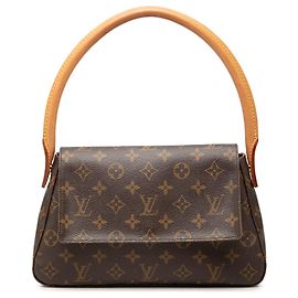Borsa a tracolla Mini Looping Louis Vuitton Monogram Marrone