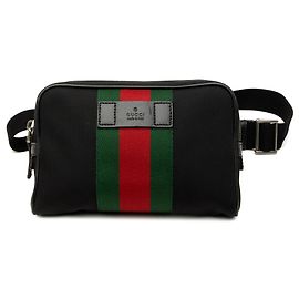 Black Gucci Canvas Techno Web Belt Bag