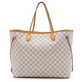 Louis Vuitton Neverfull GM Tote Bag Damier Azur Weiß