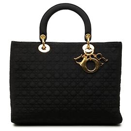 Autre Marque Borsa Lady Dior Satchel Large in nylon Microcannage nero Dior