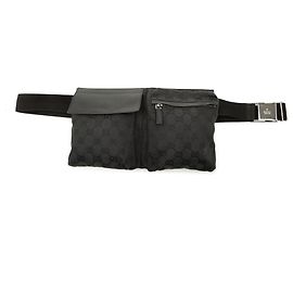 Borsello cintura Gucci GG Canvas con doppia tasca nero