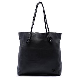 Tote Gucci in pelle di vitello nera con manici intrecciati