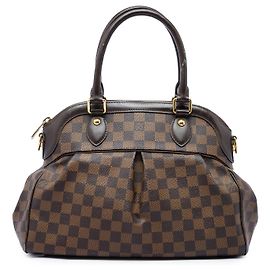 Bolsa Satchel Louis Vuitton Damier Ebene Trevi PM Castanha