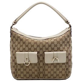 Gucci GG Canvas Abbey D Ring Handtasche Weiß