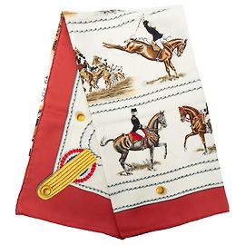 Pañuelo de seda Hermès Cadre Noir blanco 90 Scarves