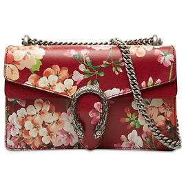 Bolsa de ombro Gucci Dionysus Blooms média em couro de bezerro vermelha