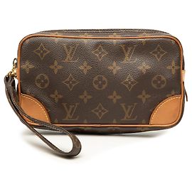 Louis Vuitton Monogram Marly Dragonne PM Clutch Bag Braun