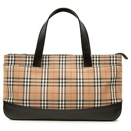 Borsa Tote Burberry Haymarket Check Canvas Nera