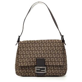 Borsa a tracolla Fendi Zucchino Canvas Mamma Forever Marrone